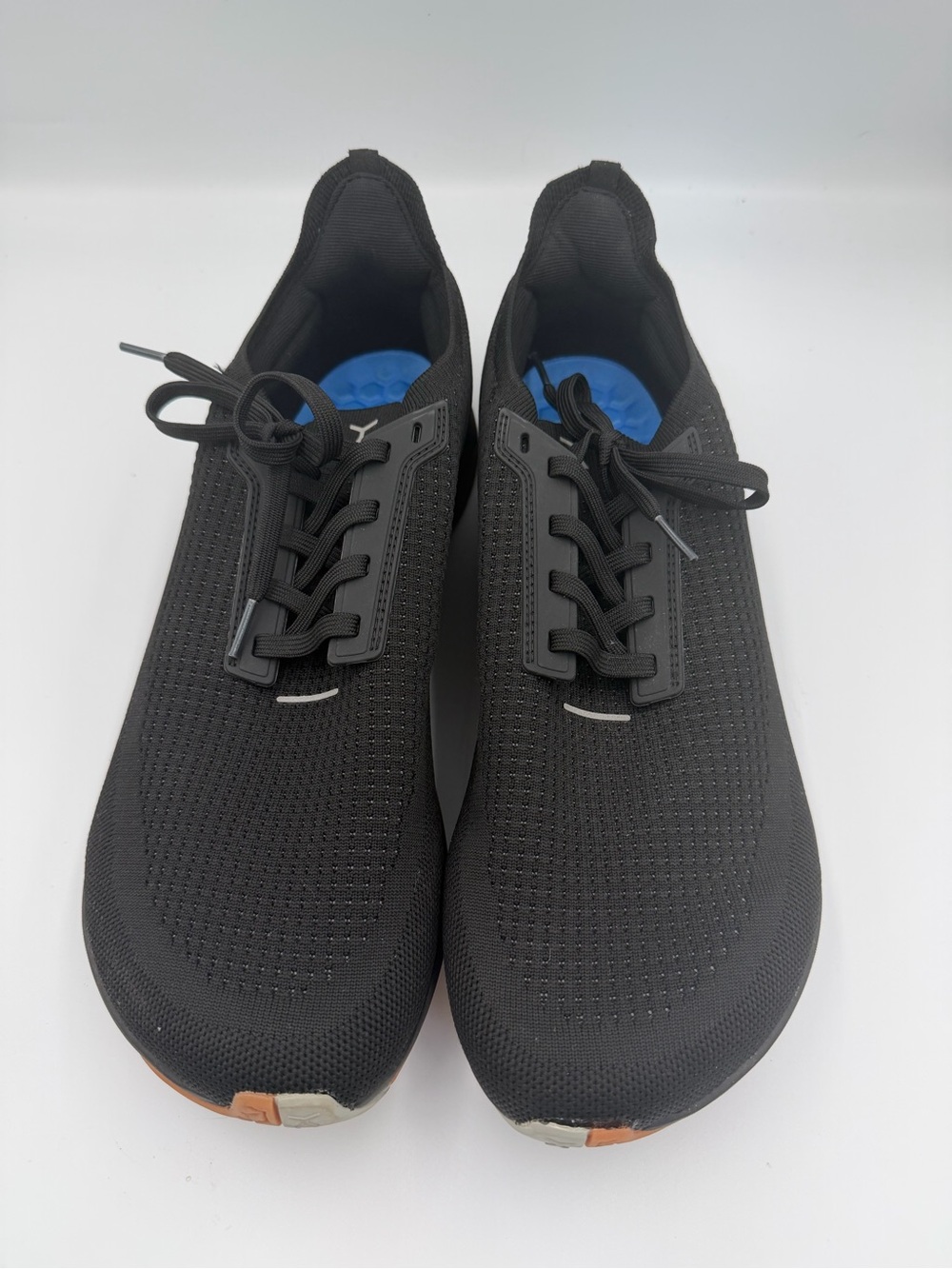 Men's Black Knit Athletic Sneakers with Blue Insoles